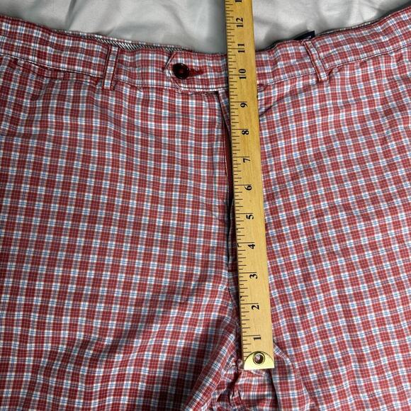 Cremieux Men's size 35 Red Plaid Shorts Mid Rise Flat Front Chino Pockets - Picture 9 of 10